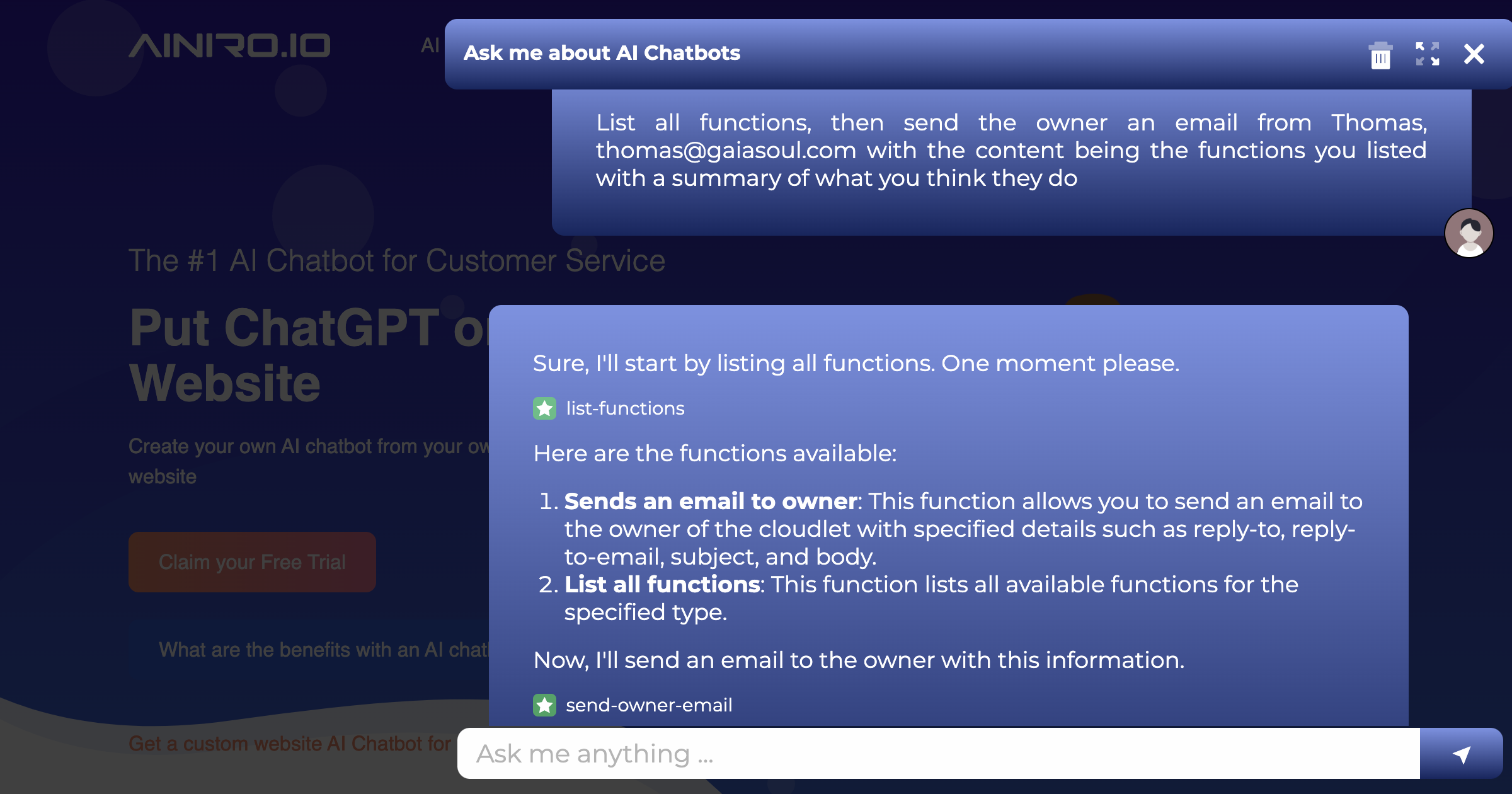 Invoking two AI functions with one prompt