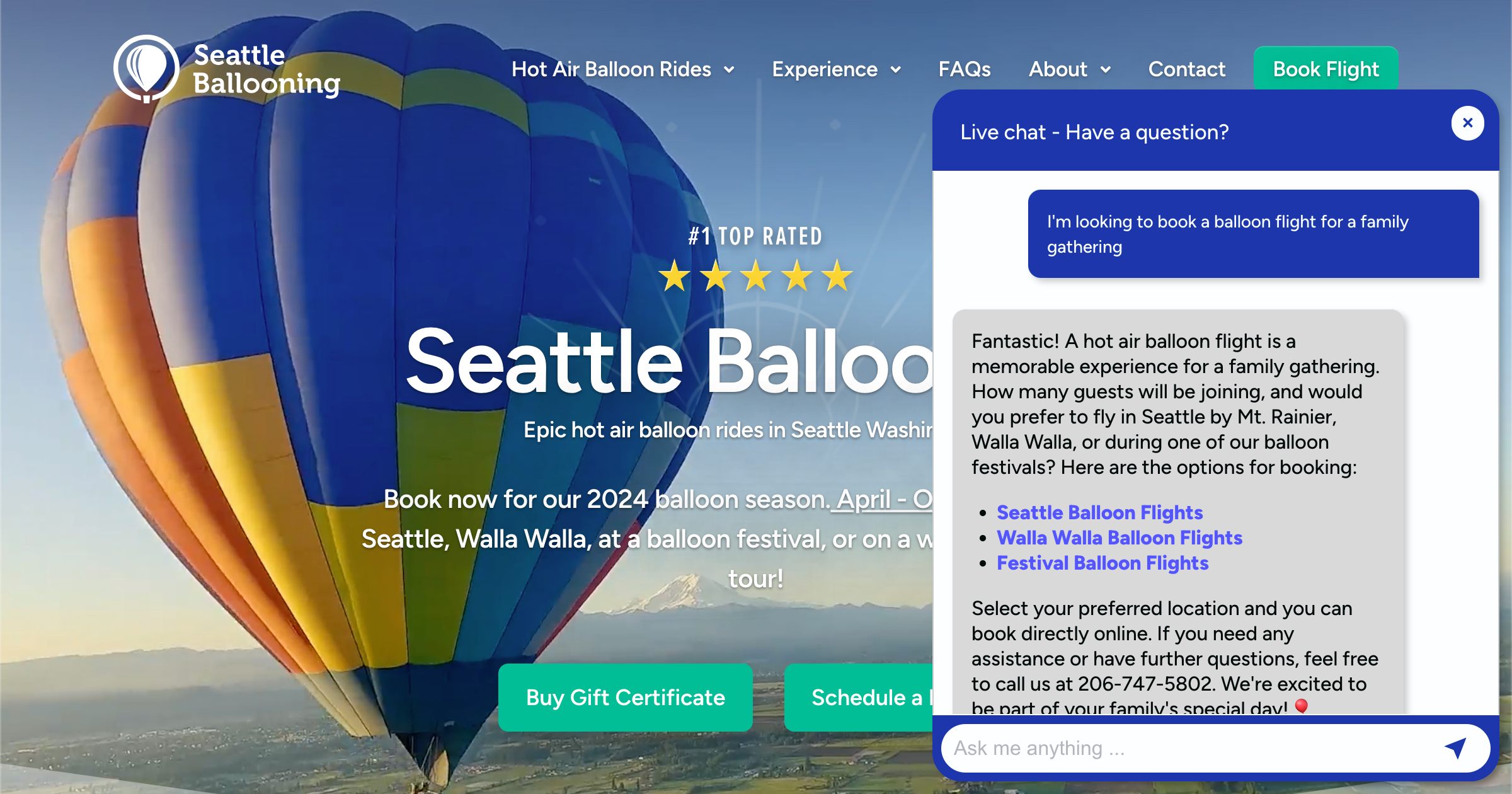 Seattle Ballooning - An AI Chatbot Hospitality Case Study