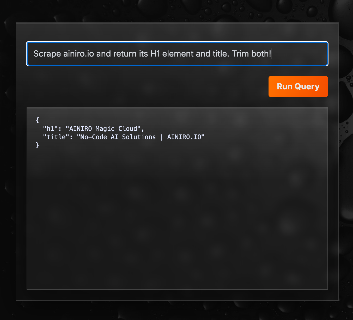 Our Hyperlambda Generator scraping a website