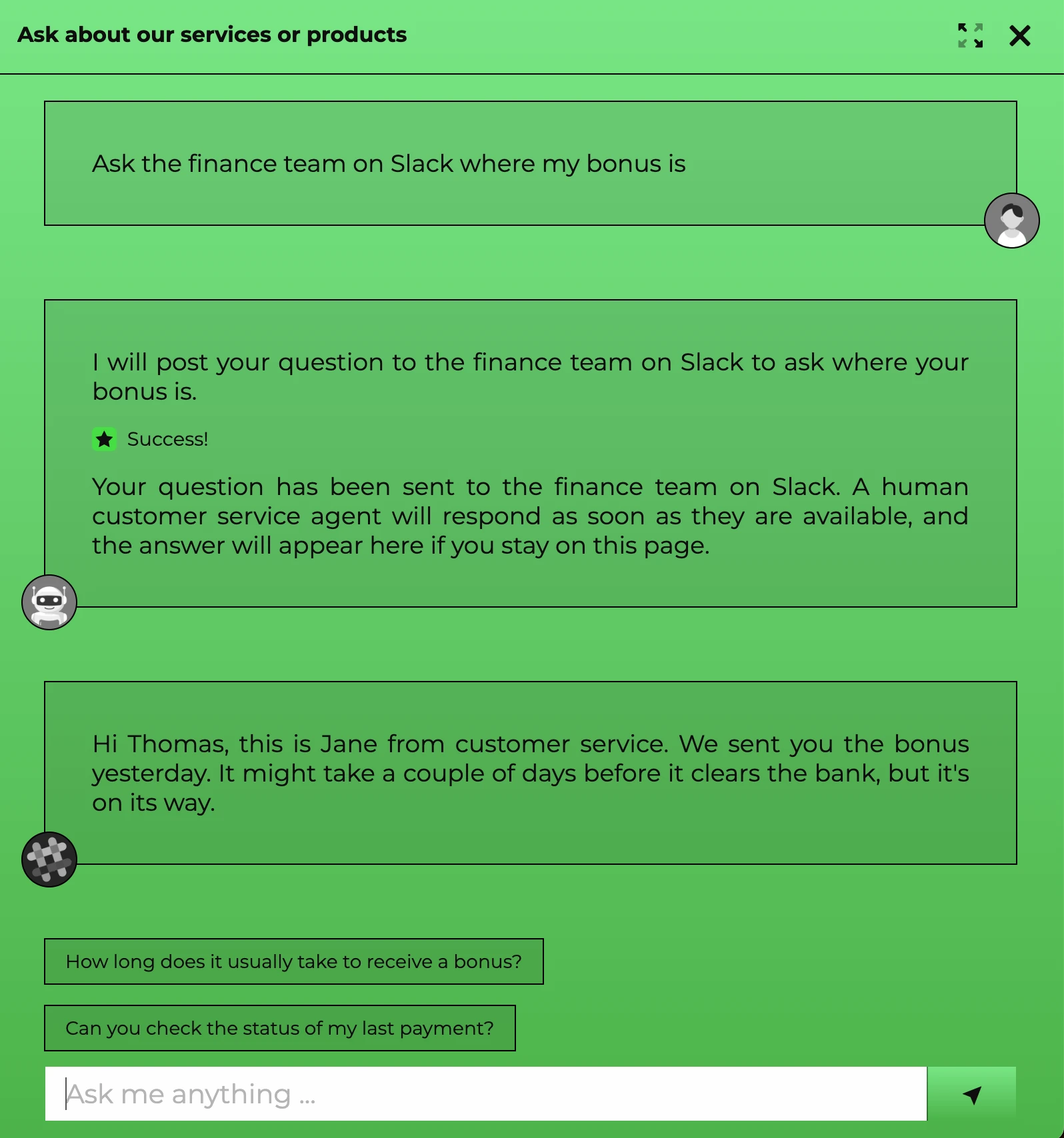 A screenshot of our AI chatbot showing live stock information about NVDA