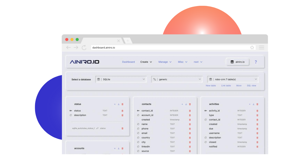 Screenshot of SQL Studio allowing you to visually design your database