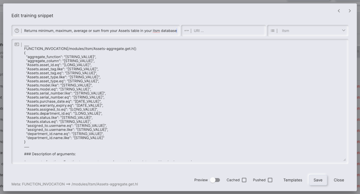 AI function declaration for AI agent