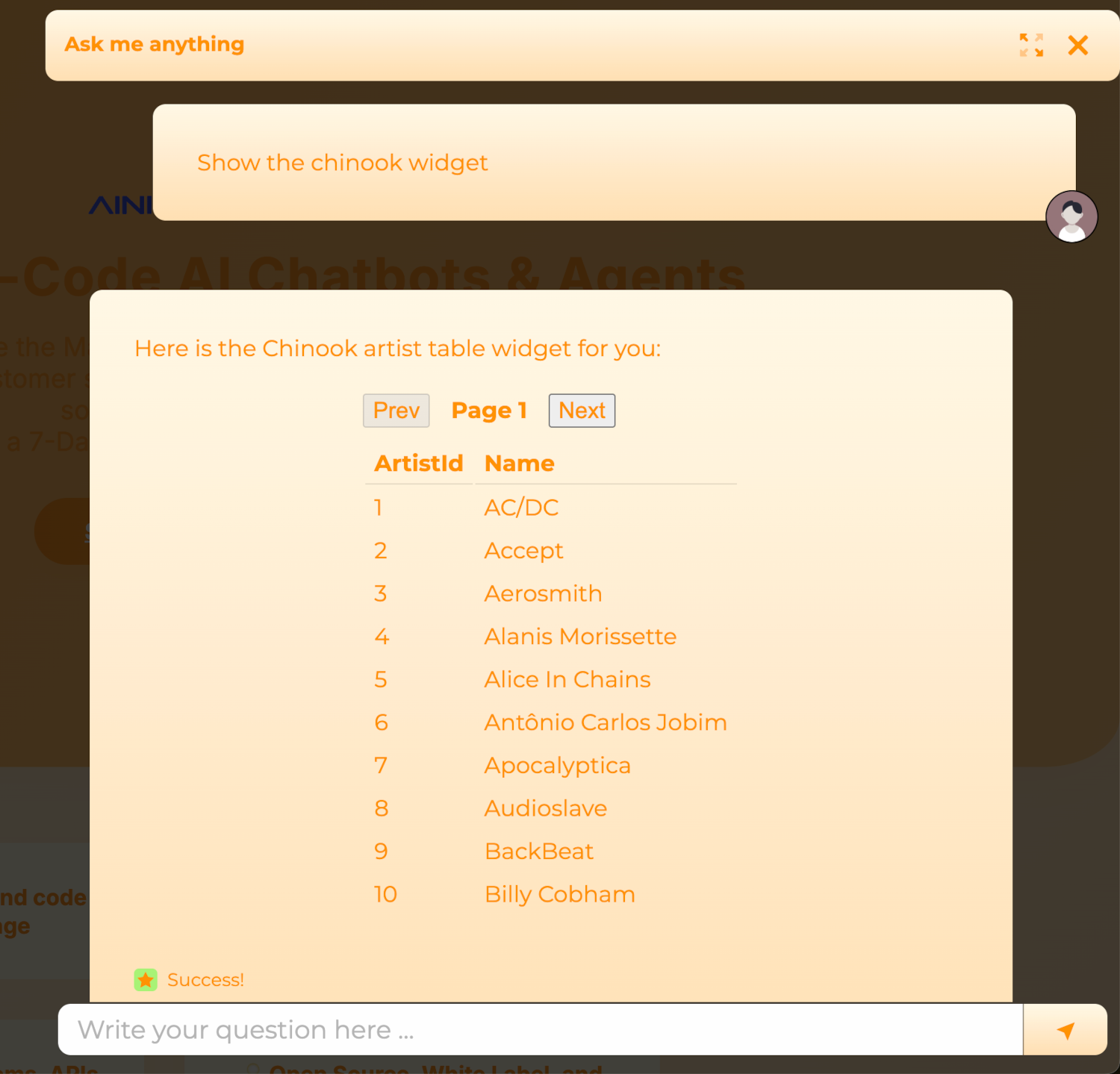 Chinook widget