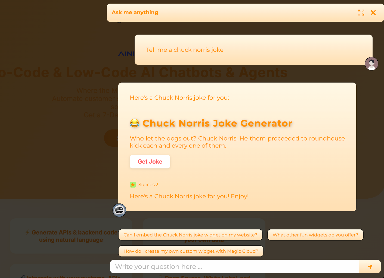 Chuck Norris joke widget