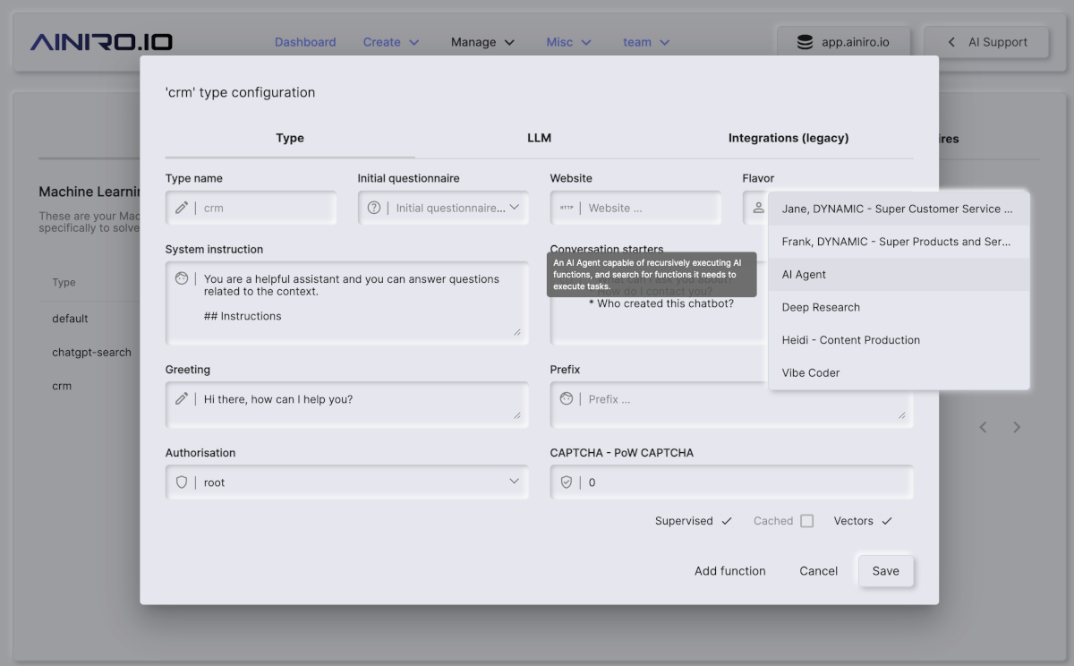 Create AI Agent type