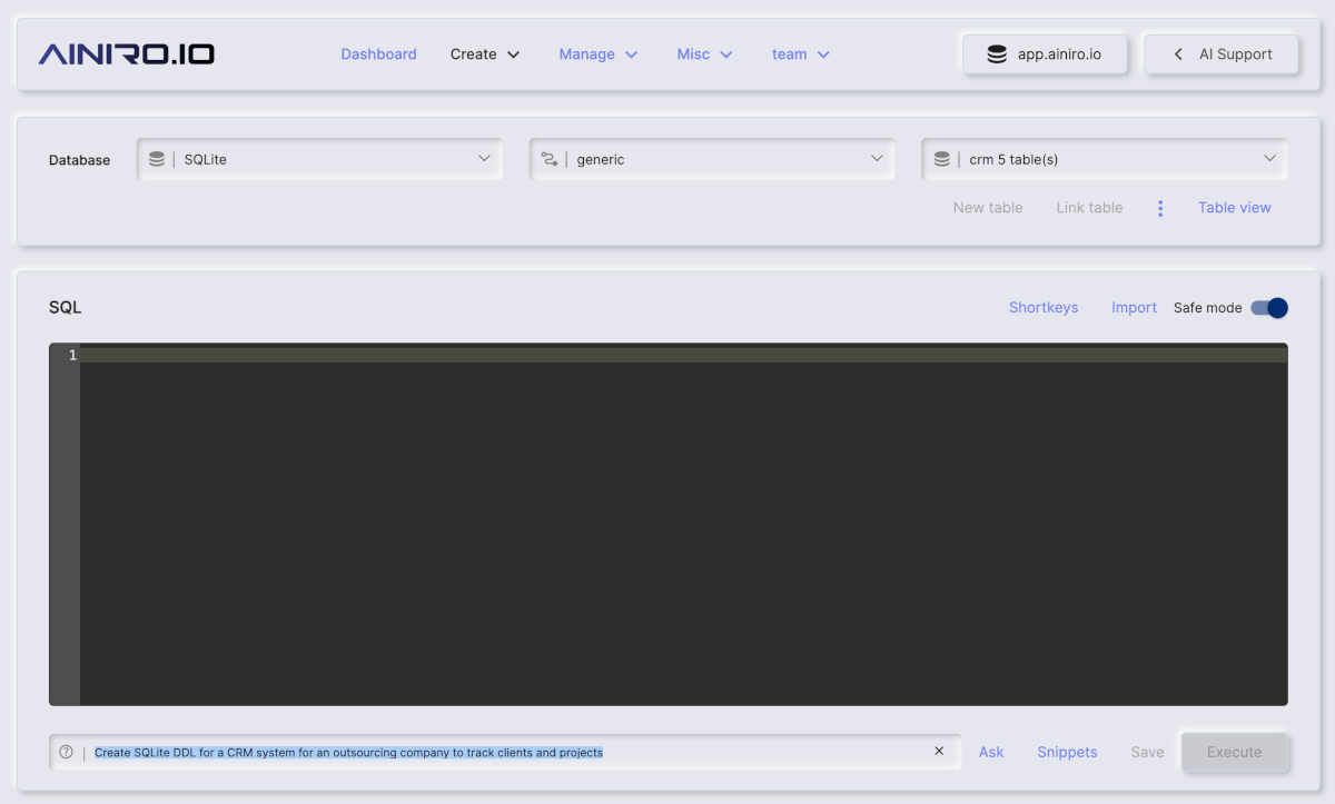 Create CRM DDL