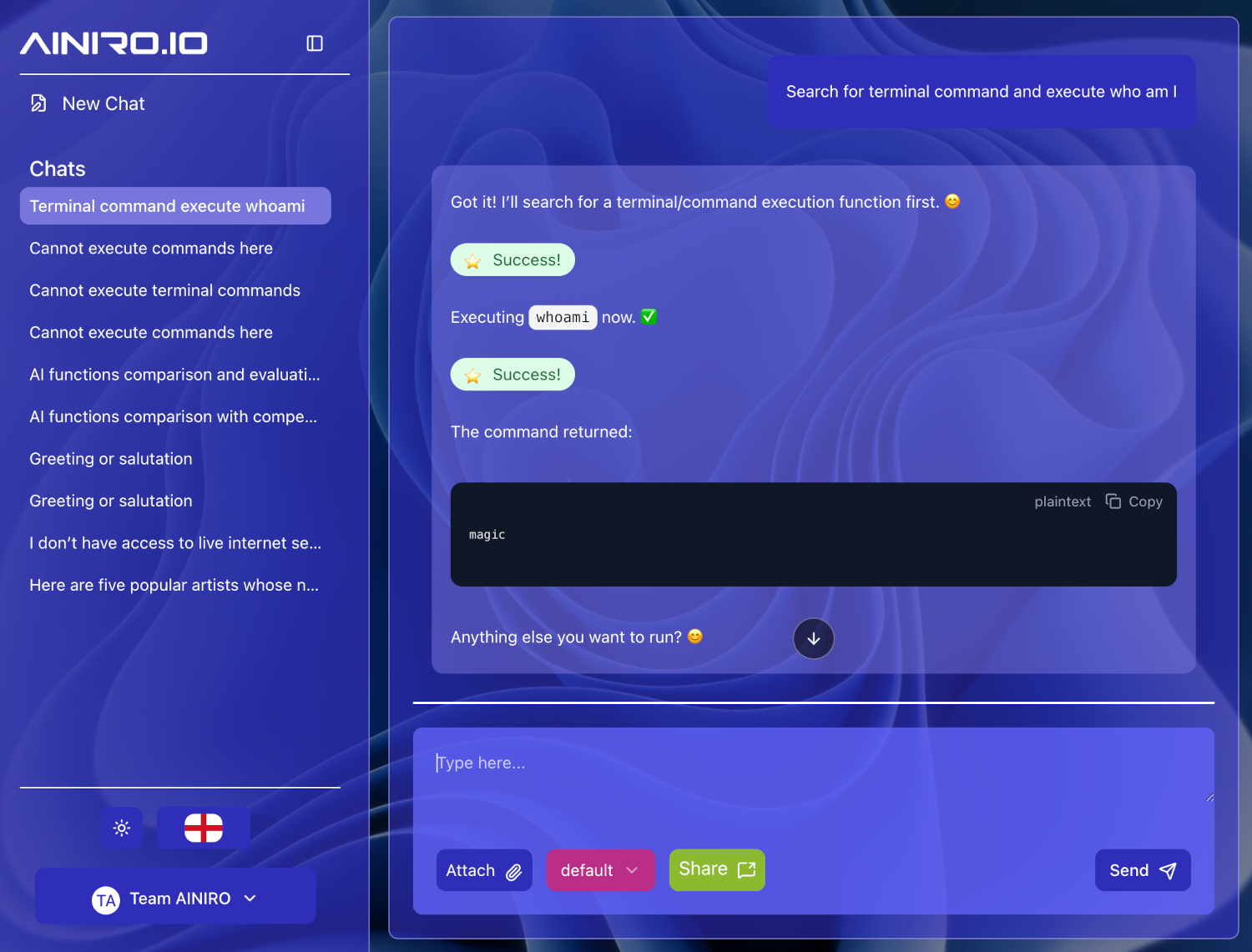 Executing Terminal Commands from Magic Cloud