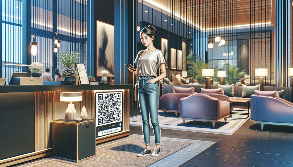 Hotel guest scanning a QR code to access the hotel AI chatbot