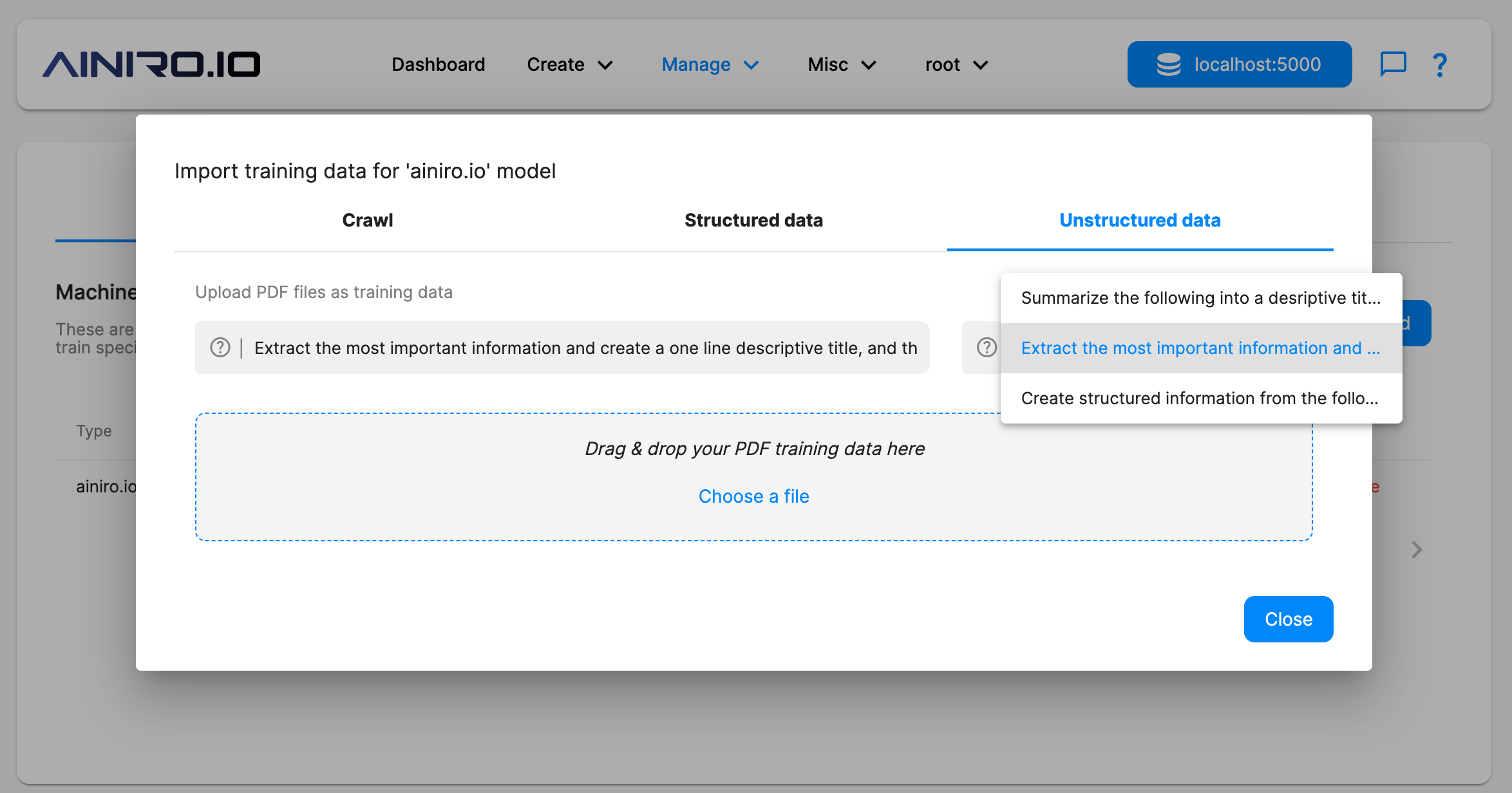 Importing PDF files to your AI chatbot
