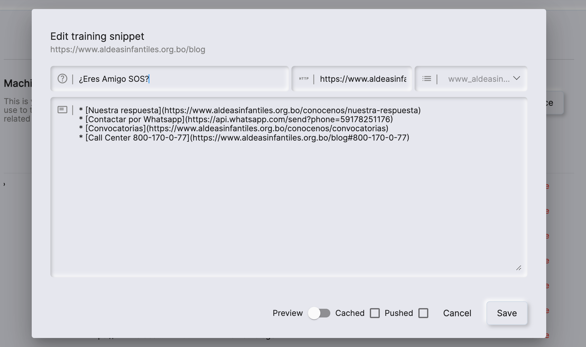 Markdown training snippet