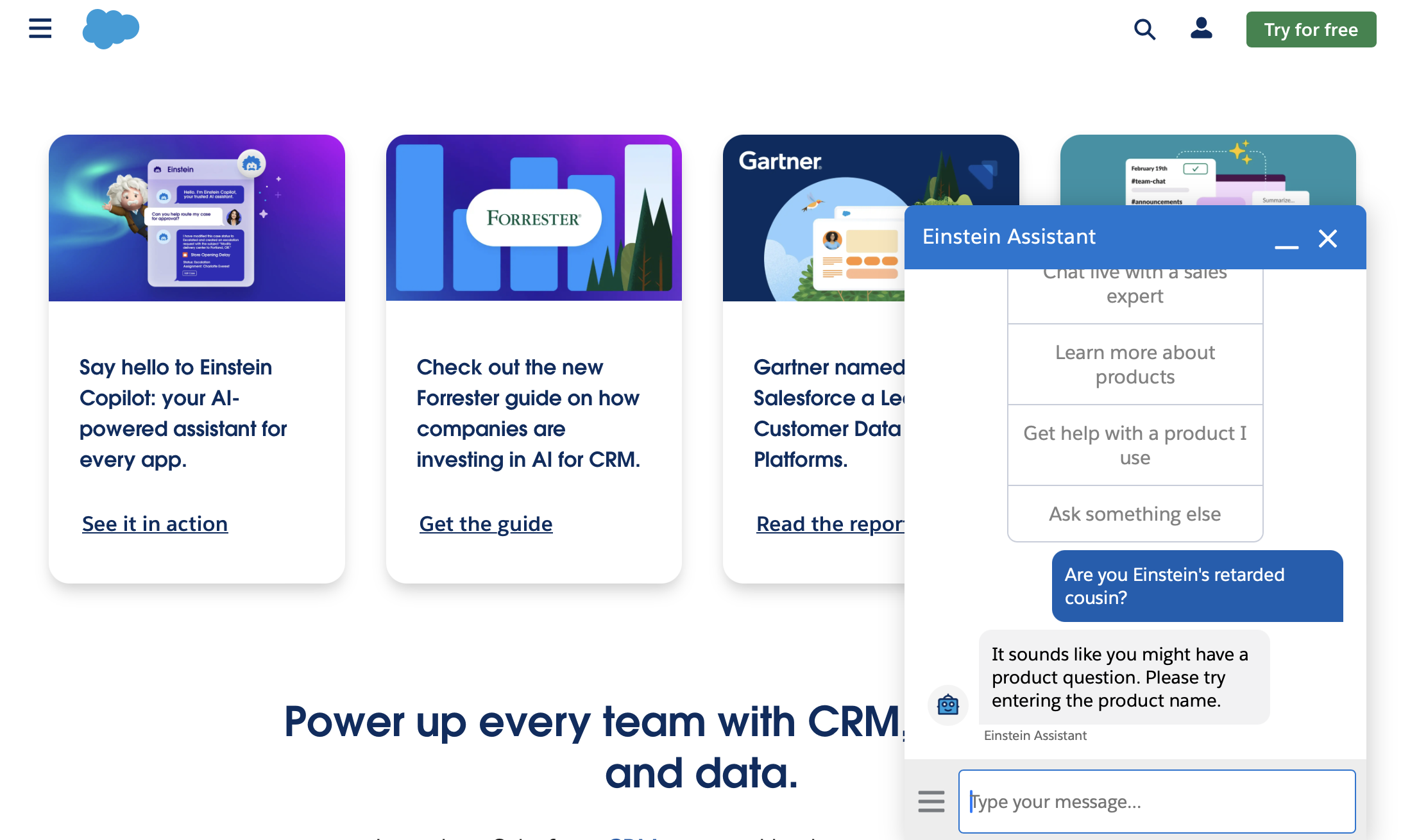 Einstein Assistant, the retarded AI chatbot
