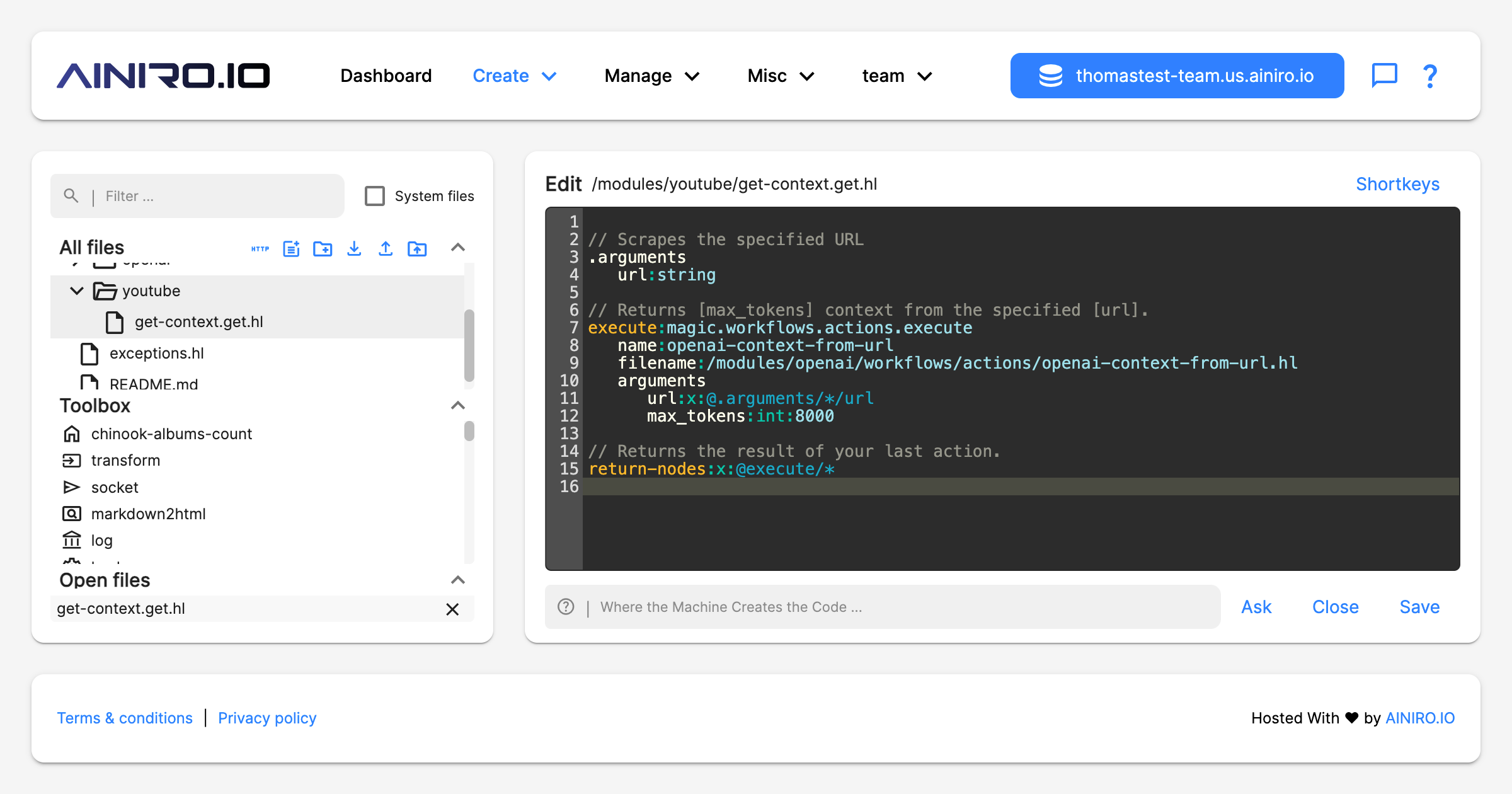 Creating the scrape URL API endpoint in Hyper IDE
