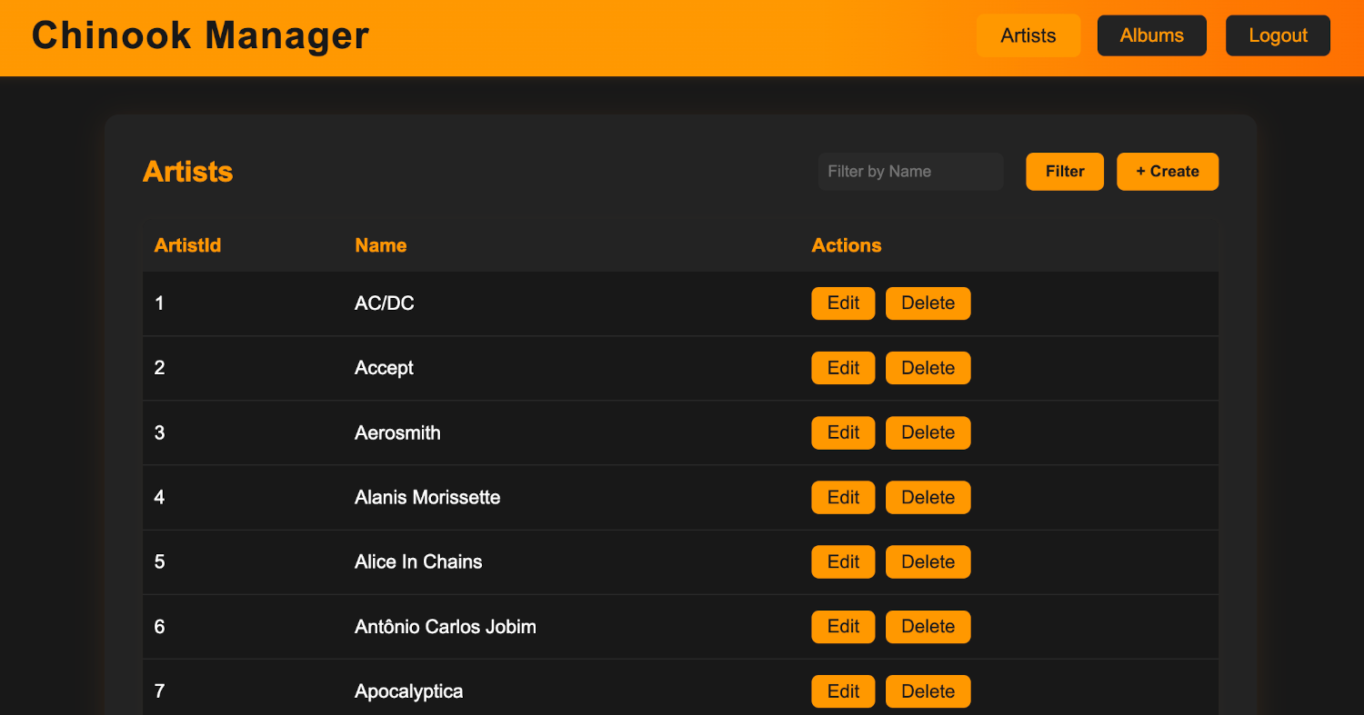 Screenshot of CRUD app