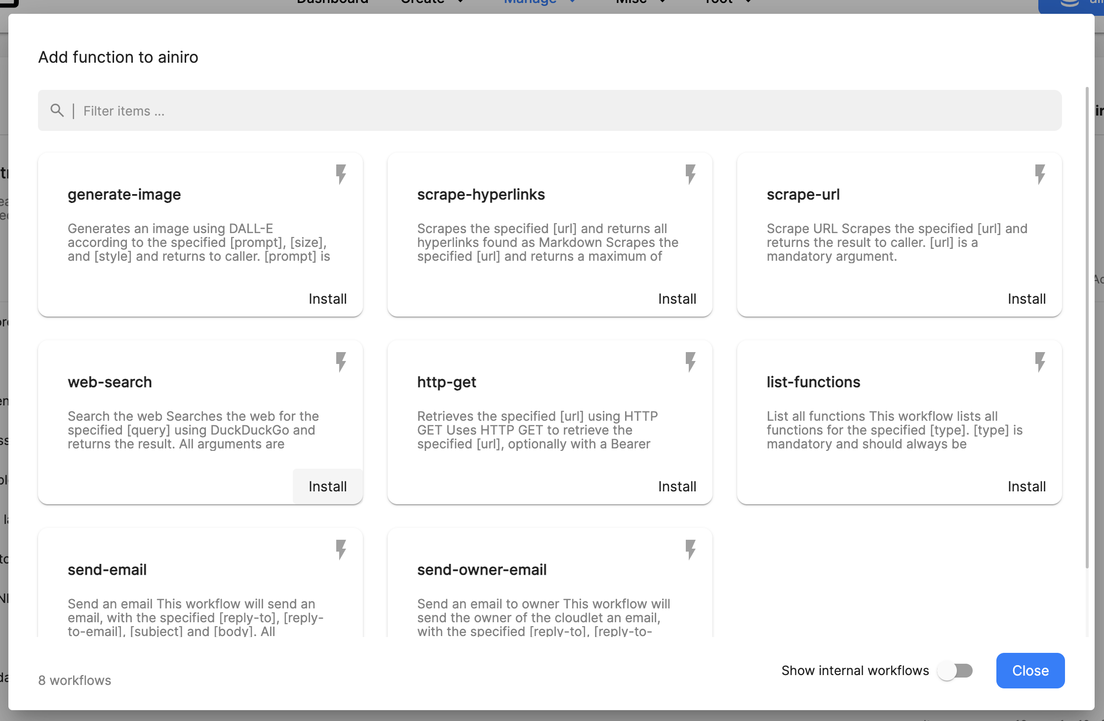 Search the web AI function