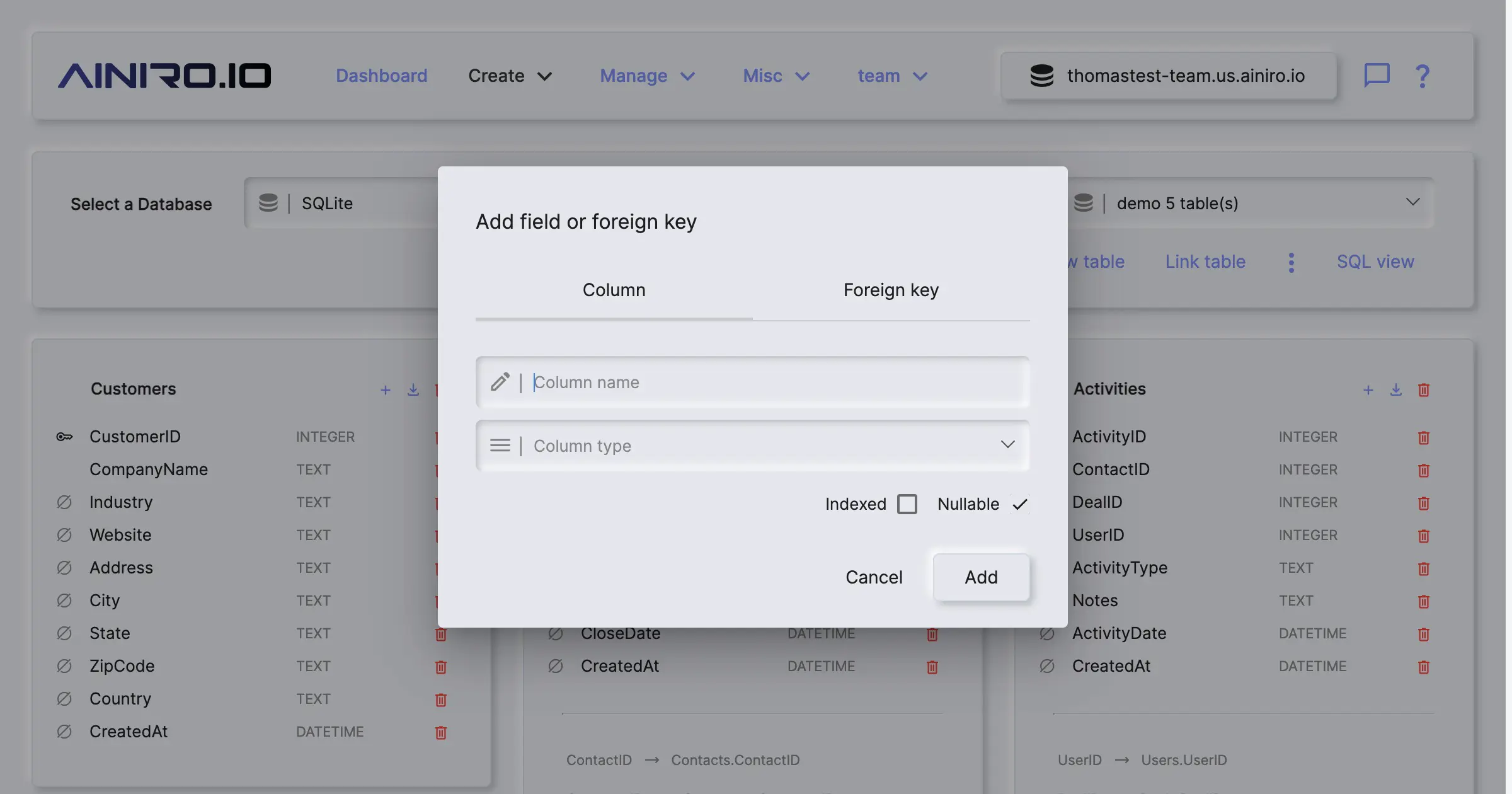 Use SQL Studio to Visually Design your Database