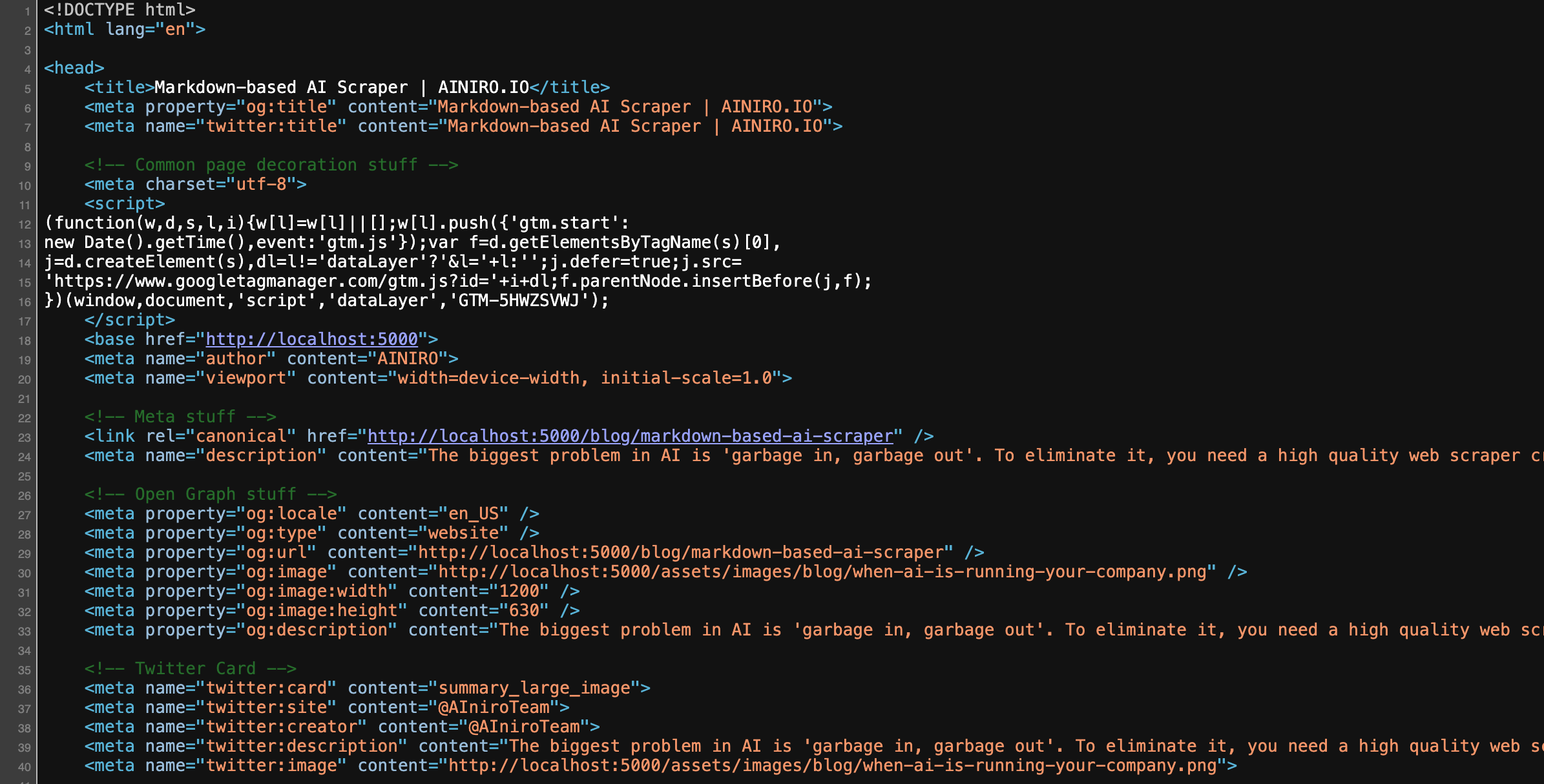 View source on a webpage