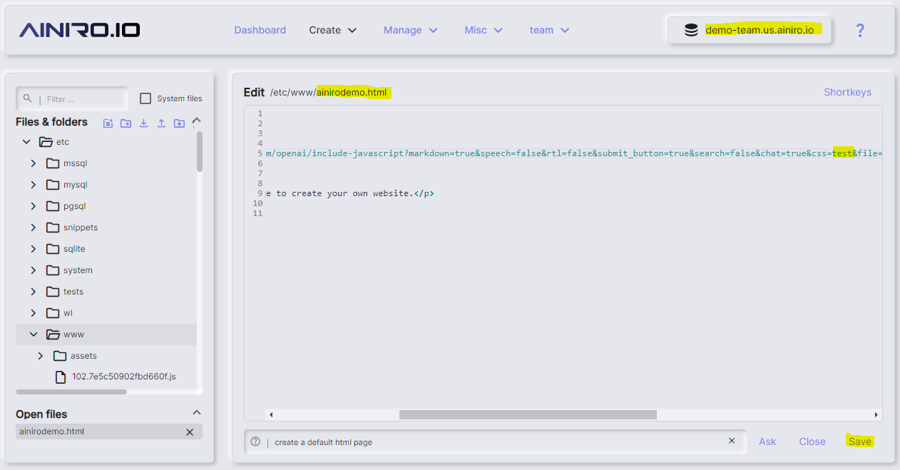 Change the embed code