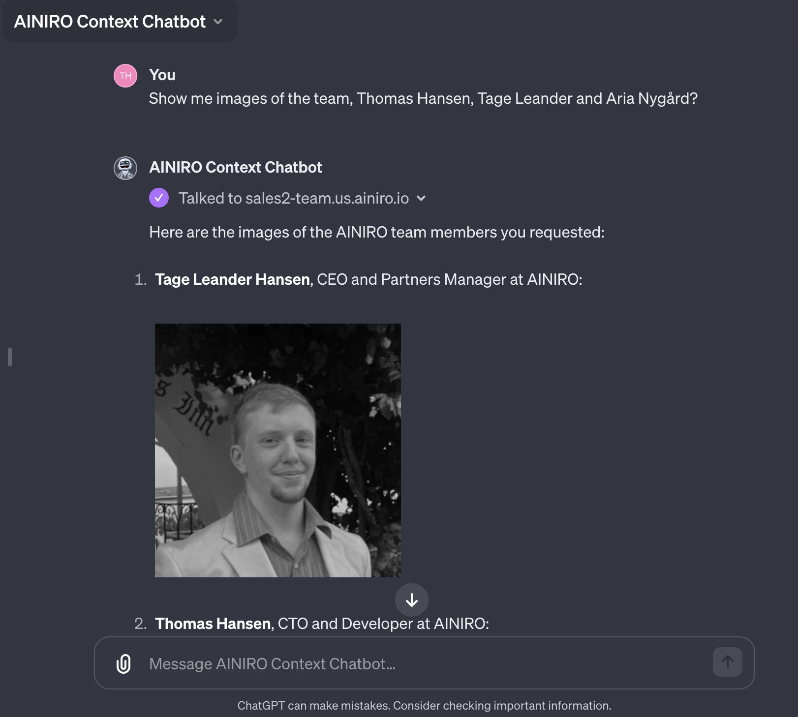 Custom GPT showing images