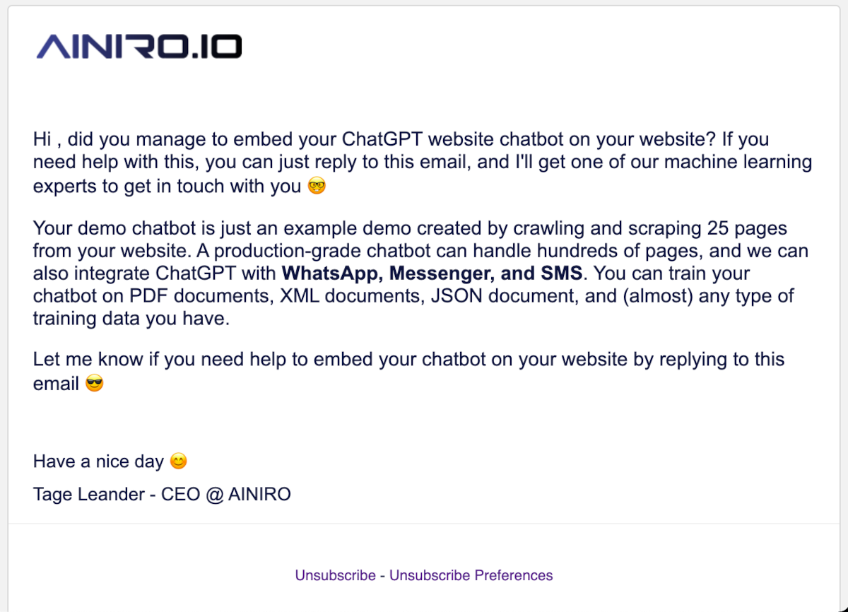 A great email marketing campaign