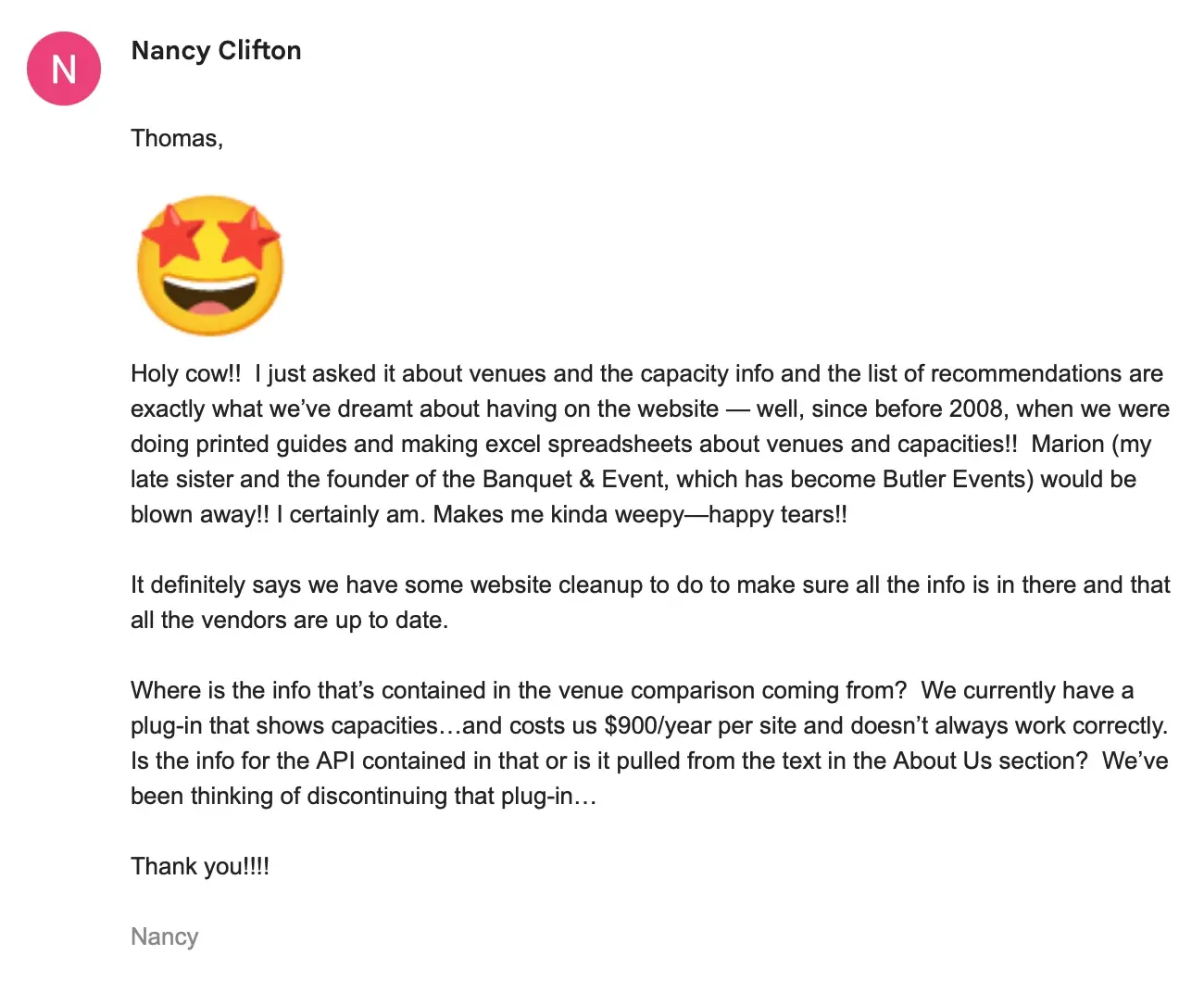 Another testimonial from a happy client
