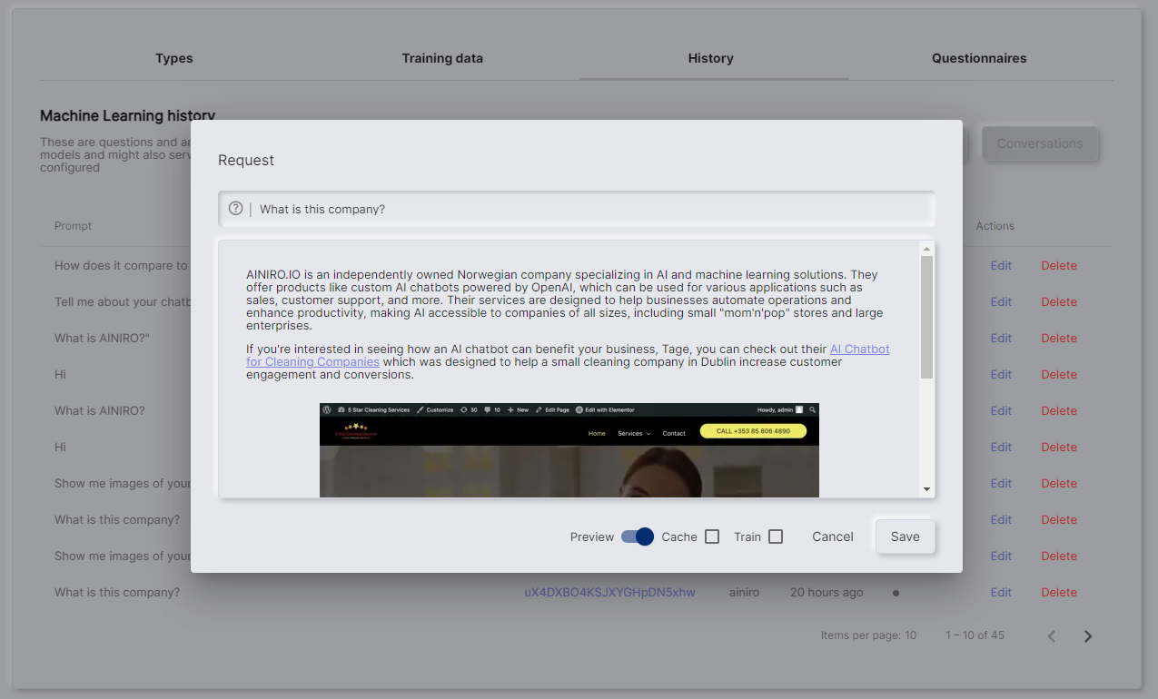 Screenshot of the second new system message reply