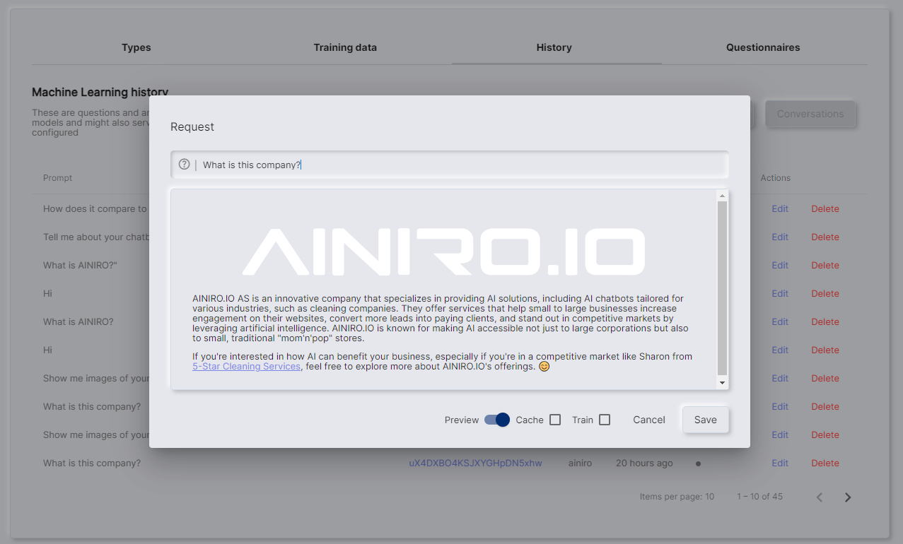 Screenshot of the second old system message reply