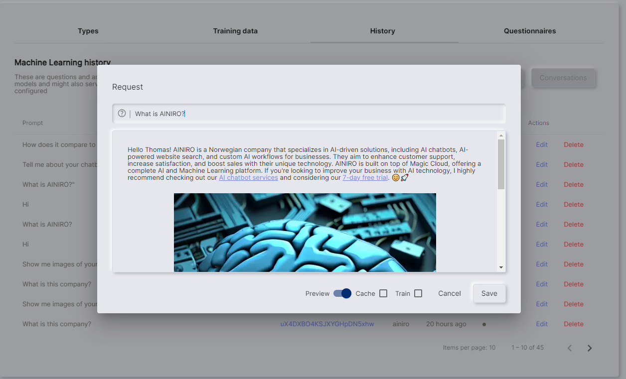 Screenshot of the old system message reply