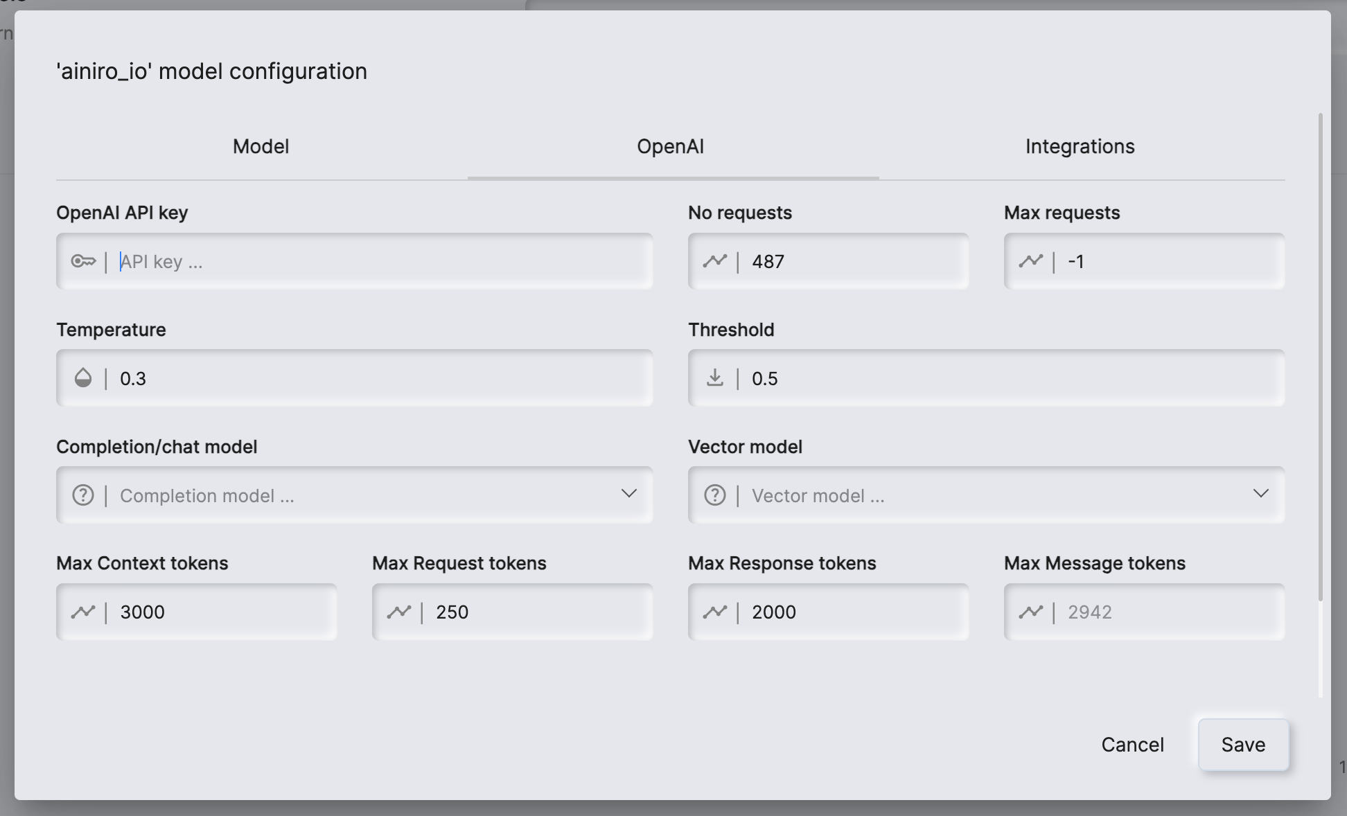 Configuring your OpenAI tokens