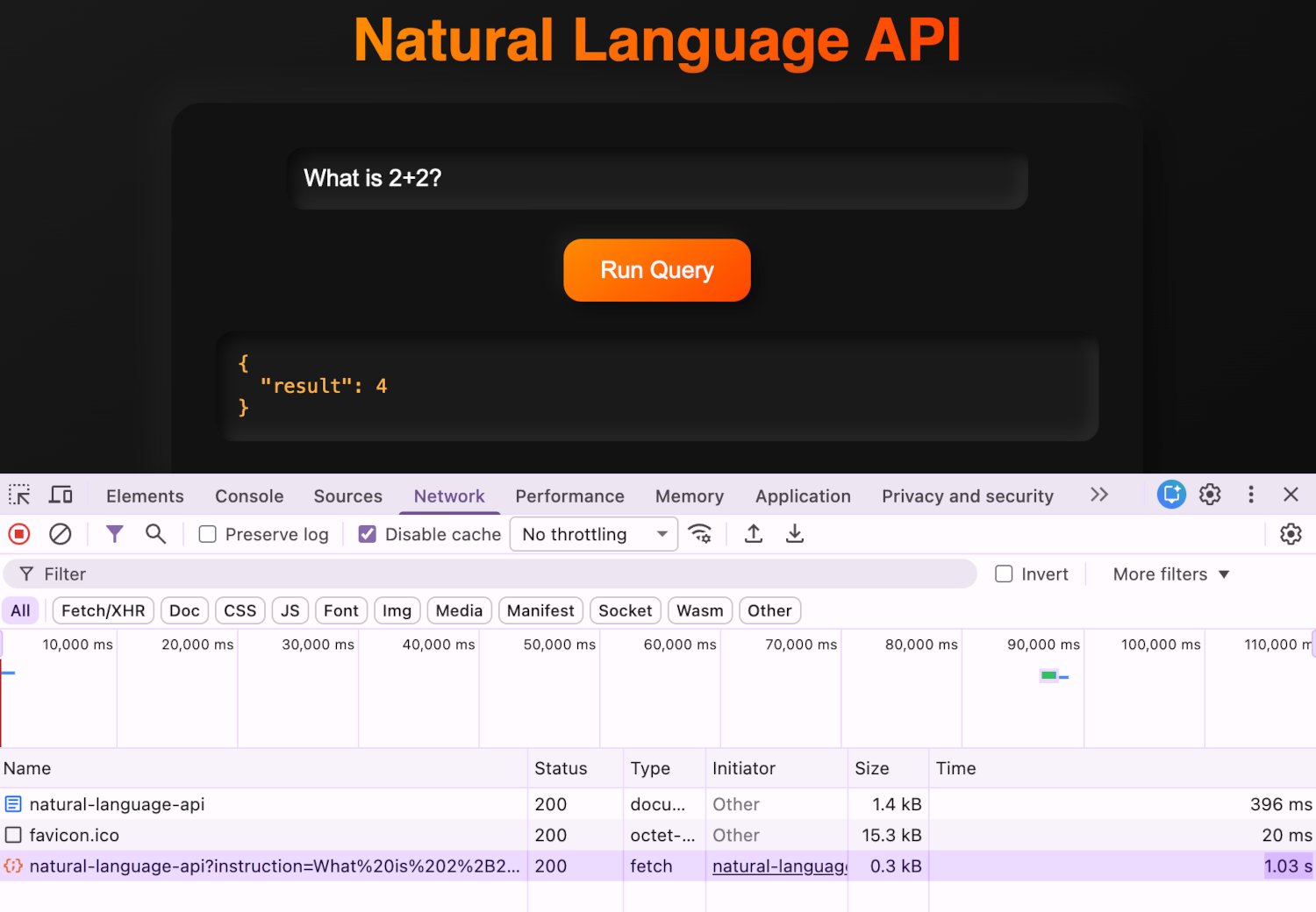 Natural Language API response time of 1 second