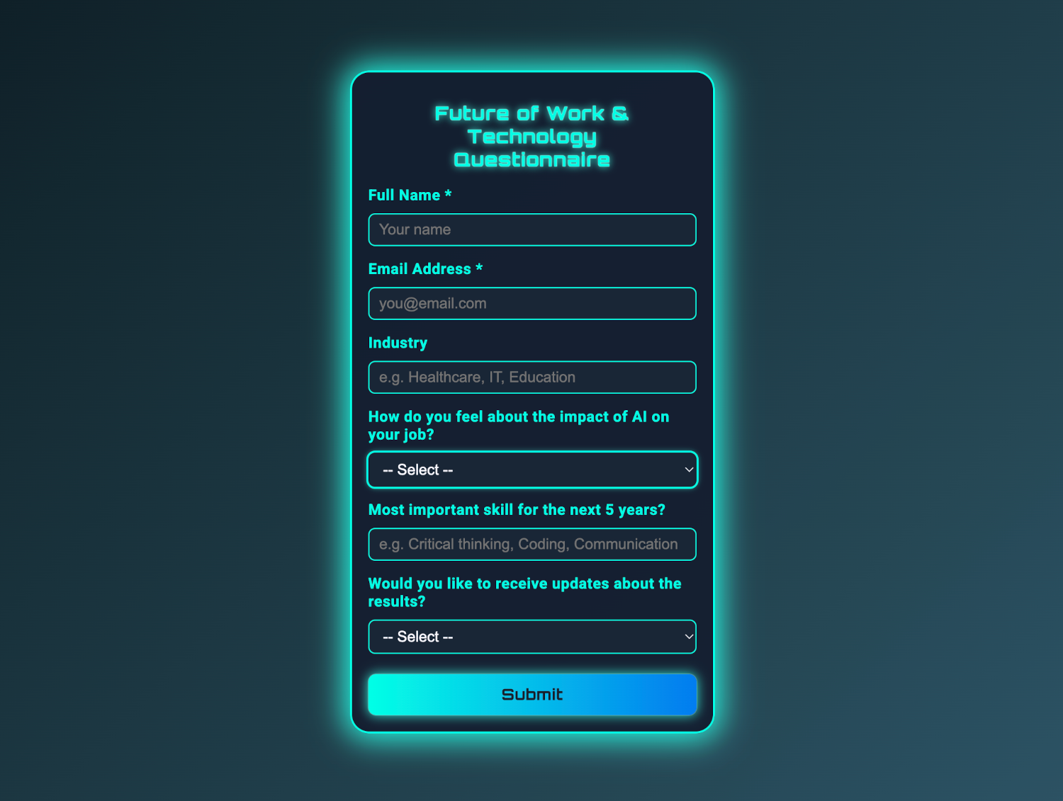 Creating questionnaires with AI