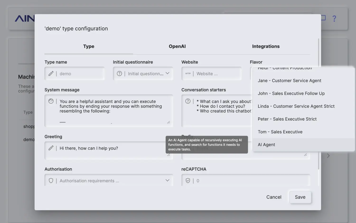 Choosing AI Agent system message