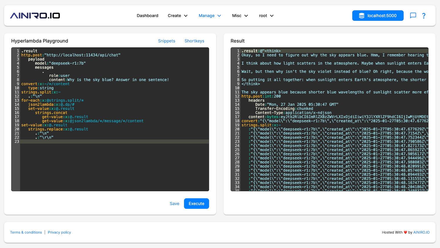 DeepSeek running in Hyperlambda