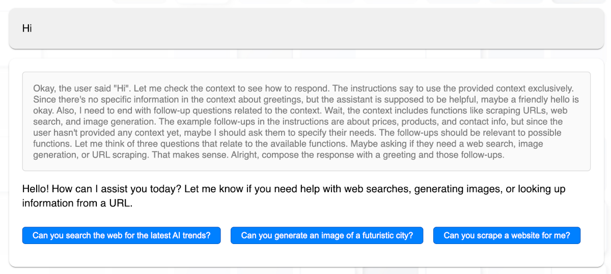 DeepSeek thinking about my query