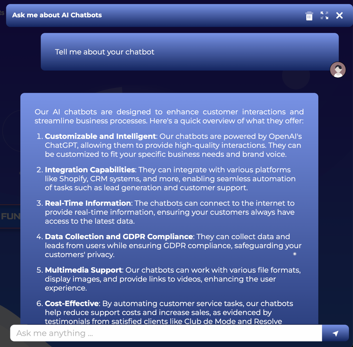Example of a RAG AI chatbot