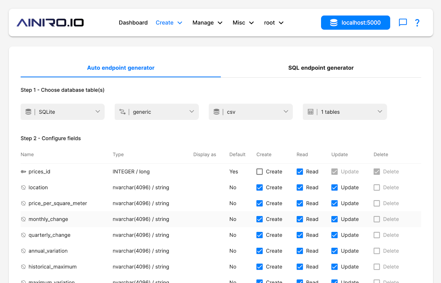 Generate a CRUD API for your AI agent