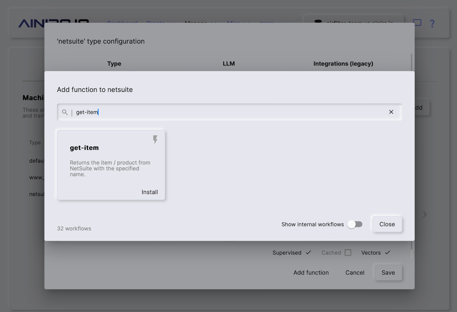 Installing our get products from NetSuite AI function