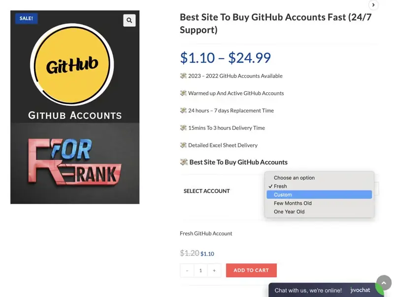Buying GitHub accounts