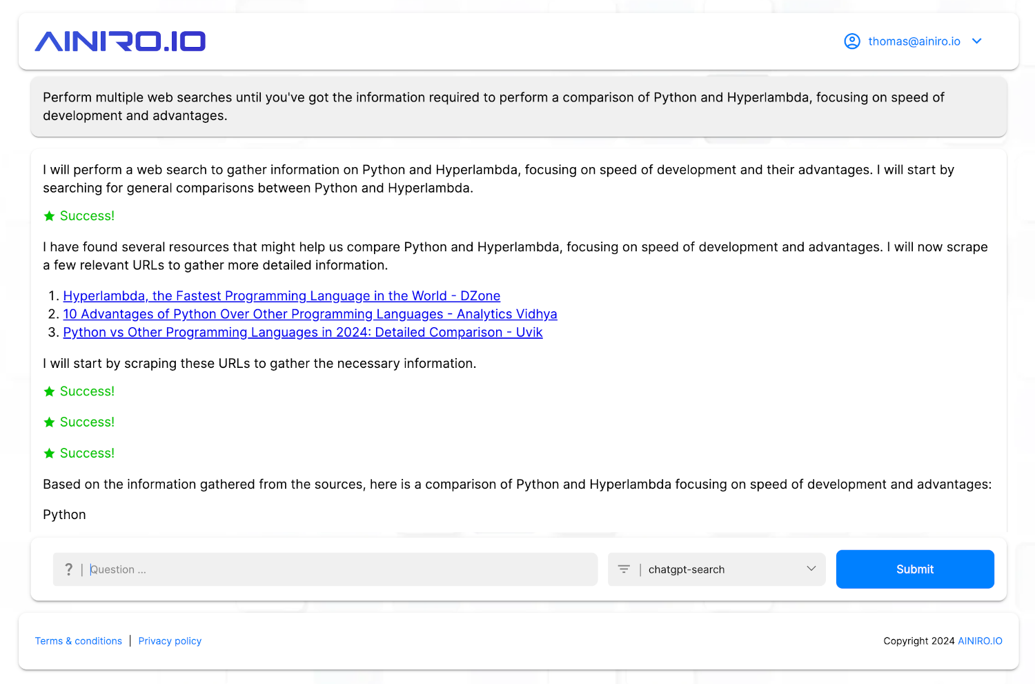 Combining Generative AI and Web Search