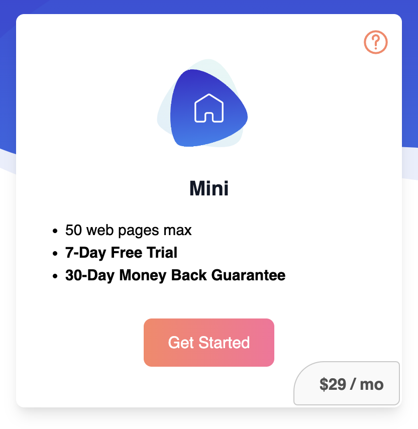 Screenshot of mini subscription