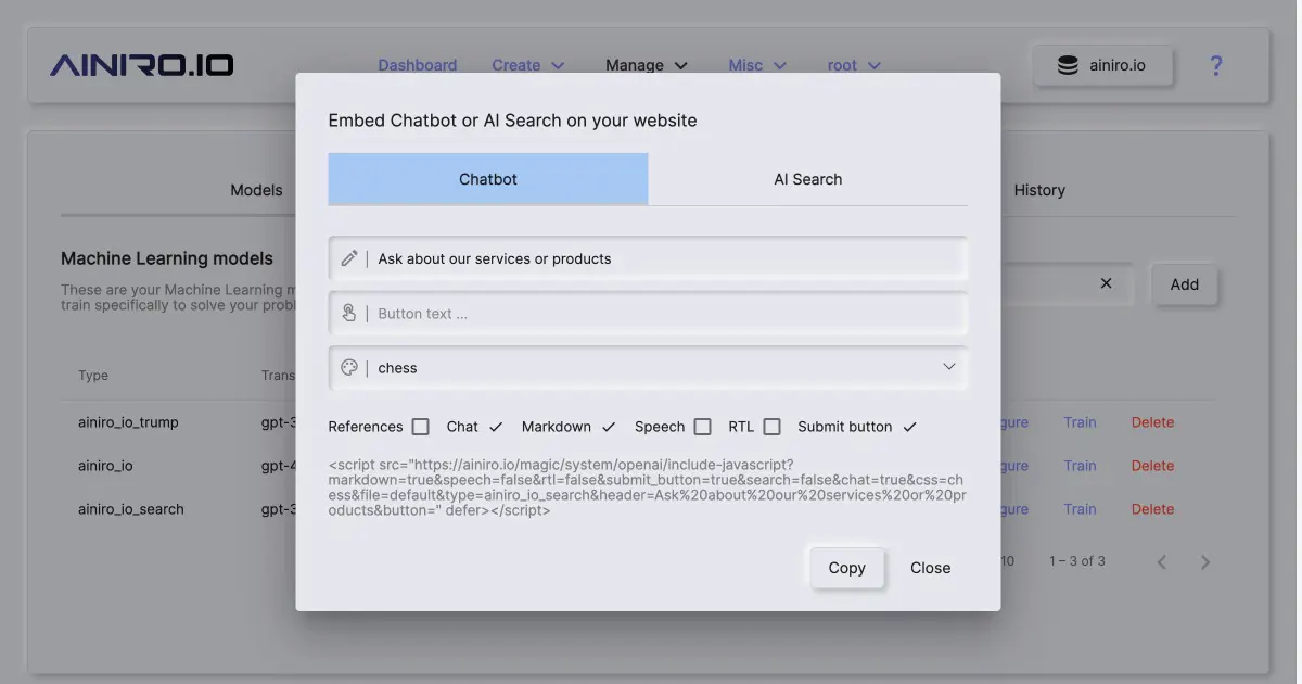 Embed your chatbot with a button