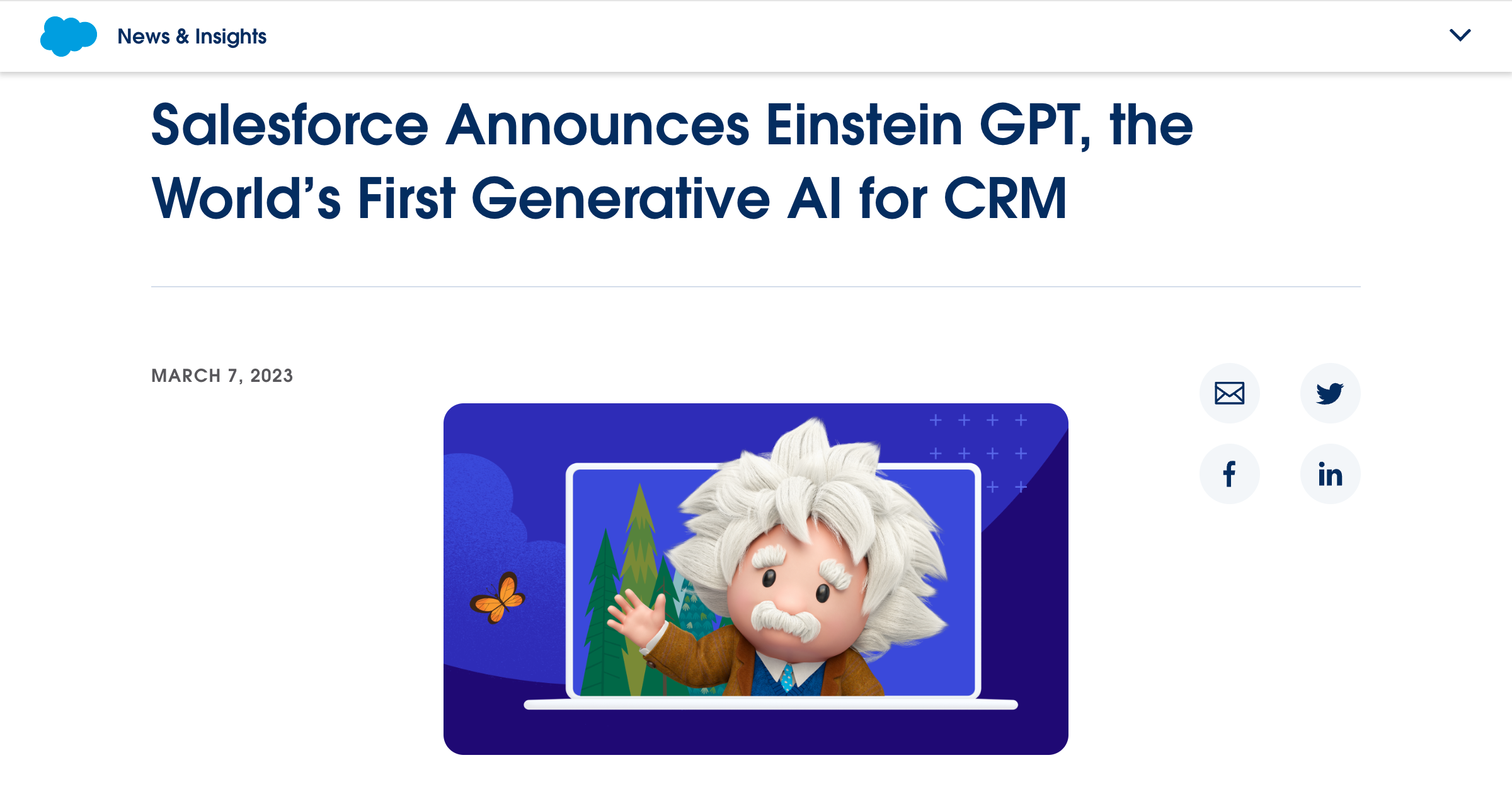 Salesforce Einstein Press Release