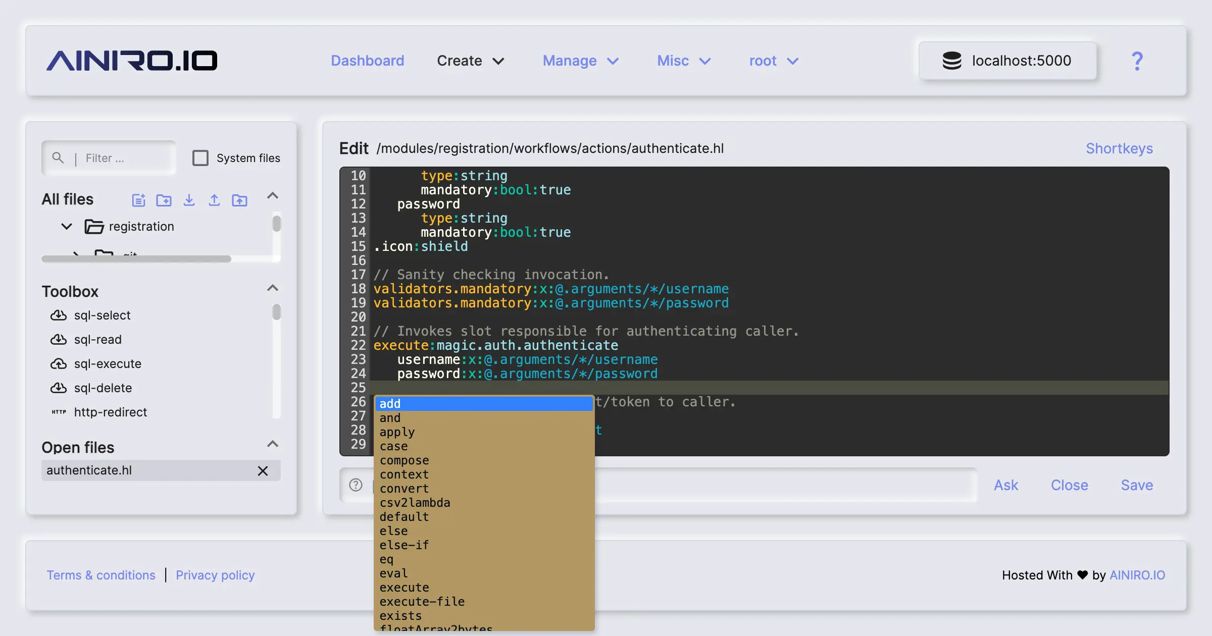 Autocomplete in Hyper IDE suggesting code for me