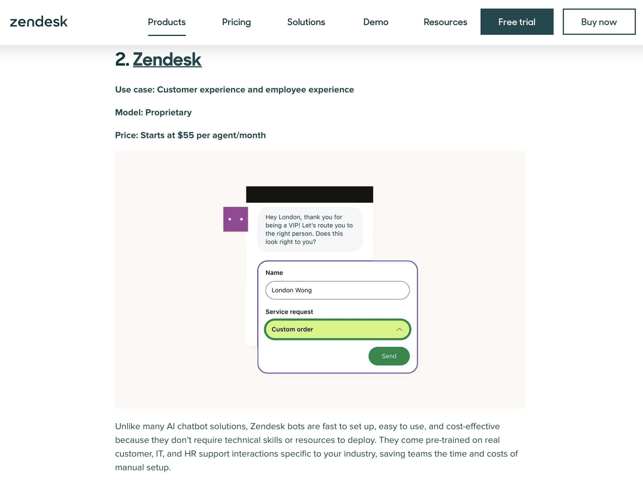 Zendesk's AI chatbot marketing articles