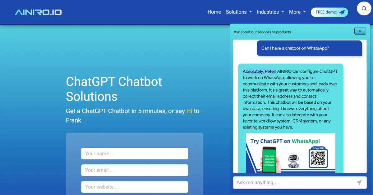 ChatGPT chatbot with personalized experience